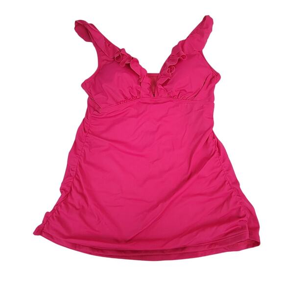 Women's Ruffle Flounce Tankini Top - Shade & Shore  Pink L: Adjustable Straps - Picture 1 of 9